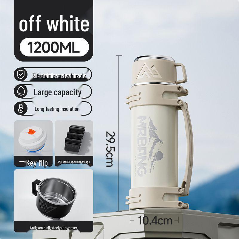 

316 Stainless Steel Insulated Kettle with Large Capacity for Outdoor Use 1000ML - 304 Steel + Plastic Cover