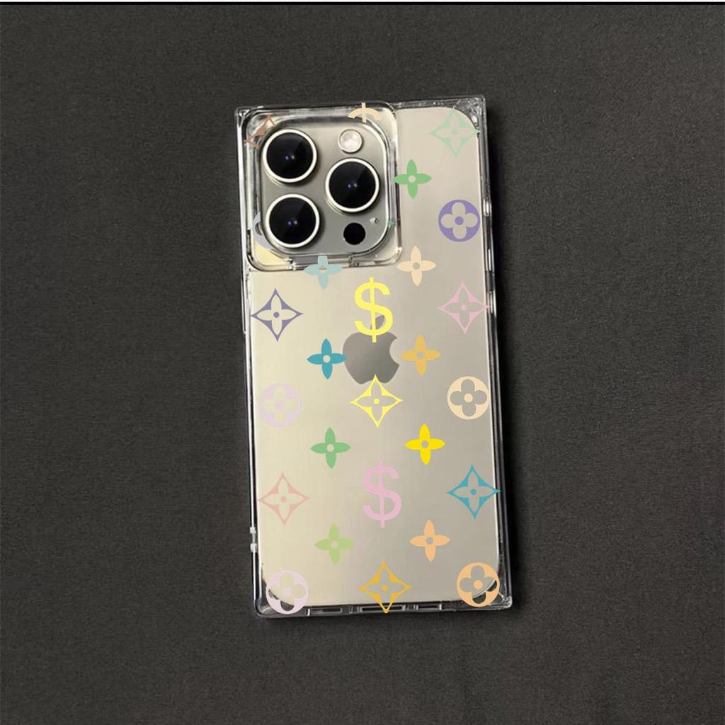 جراب حماية شفاف مربع الظهر أنبوبي لهاتف iPhone 13 12 14 Pro Max 16 ProMax 11 15 Plus مضاد للأكسدة، غلاف بنمط الرسم