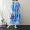 Manica corta Plus size cotone vintage floreale nuovo in abiti da donna casual abito lungo estivo ampio