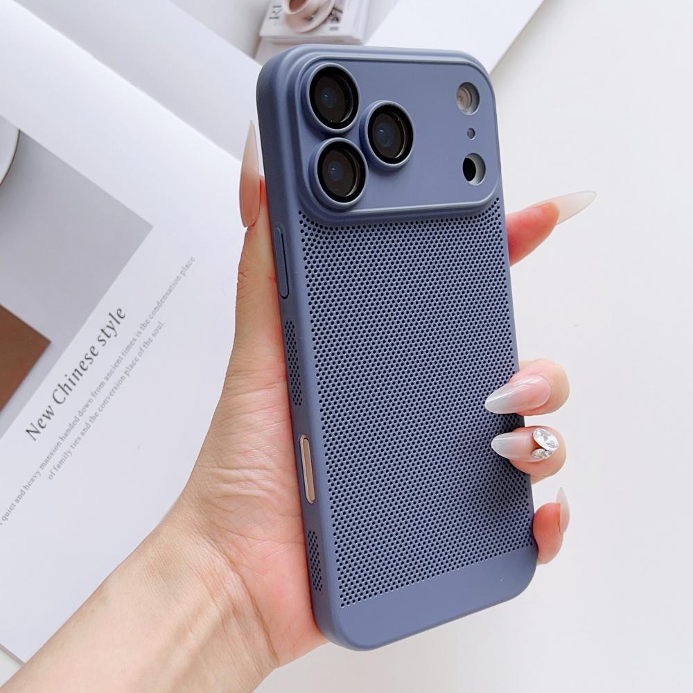 Frosted Heat Dissipation Mesh Breathable Phone Case For iPhone 17 Air 16E 16 15 14 13 12 11 Plus Pro Max Lens Film Protect Cover