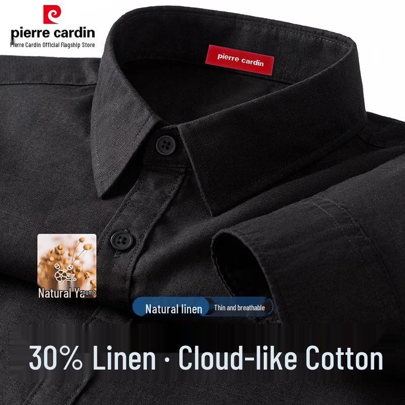 Pierre Cardin Men s Linen Blend Long Sleeve Shirt M