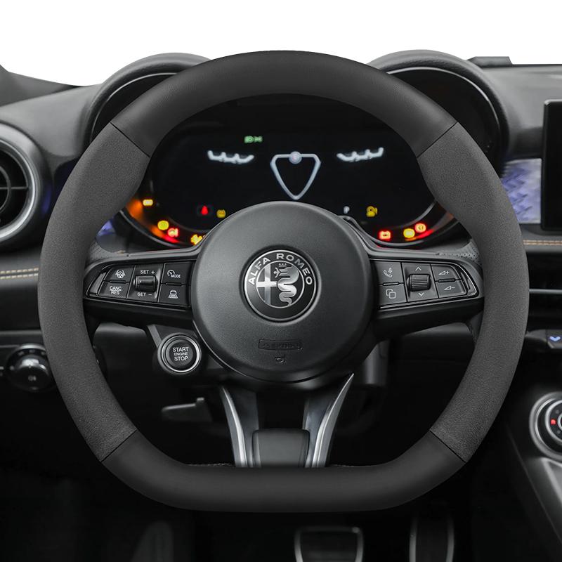 Suitable for Alfa Romeo Suede Matte Carbon Fiber Texture Steering Wheel Cover Suitable for 159 147 Gt