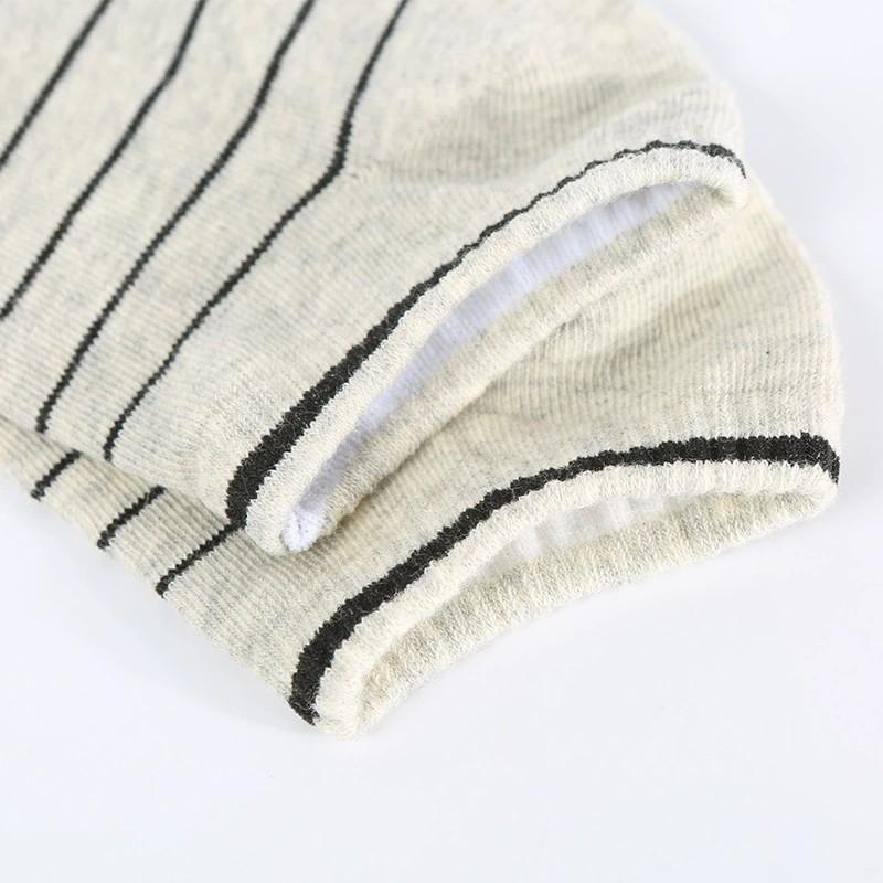 5/10 Pairs Neutral Knitted Anti Odor Short Socks Fashionable Stripes Sweat Absorbing Breathable Comfortable Couples Casual Socks