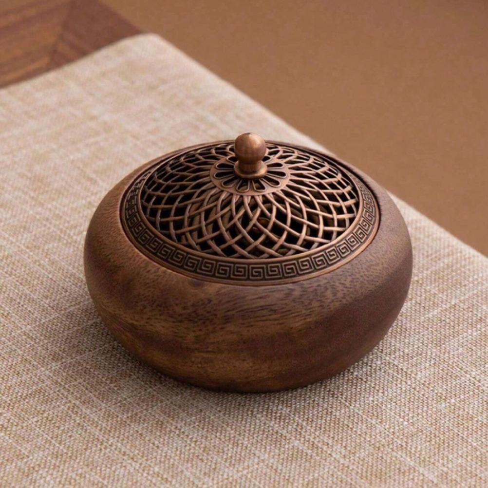 Vintage Wooden Incense Burner Mosquito Coil Incense Holder Solid Wood Incense Burner Home Aromatherapy  Creative Creative Gifts