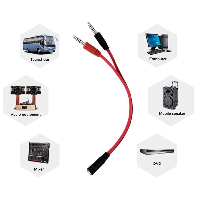 3.5MM Headphone Microphone Splitter Cable 20CM Flat Design for Laptop Desktop Auditory Adapter