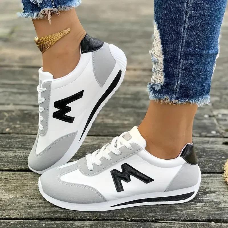 Fashion New 2025 Women Casual Walking Shoes Summer Flat Lace Up Leather Sneakers Fashion Flat-Bottomed Female Gump Sneakers Size 35-43