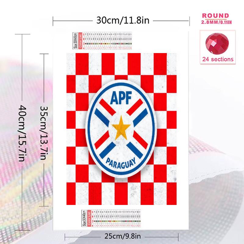 Paraguay national football Pattern 3pcs 100% Round Full Drill 5D DIY Diamond Painting Embroidery Cross Stitch Rhinestone Décor