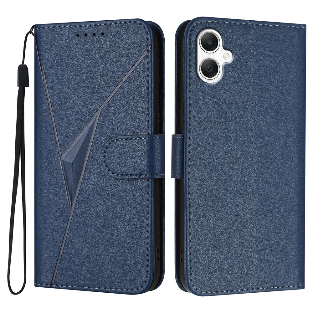 

YX0090 Для Samsung Galaxy A06 4G Чохол Шкіряний Чохол для Телефону з Трикутним Тисненням зі Шнурком Sapphire