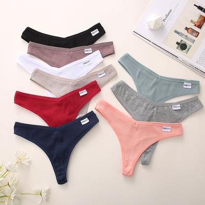 7 יח'/סט M-XL נשים כותנה הלבשה תחתונה 9 צבעים אחידים תחתוני חוטיני סקסיים בגזרה V תחתונים לנערה תחתונים לנשים