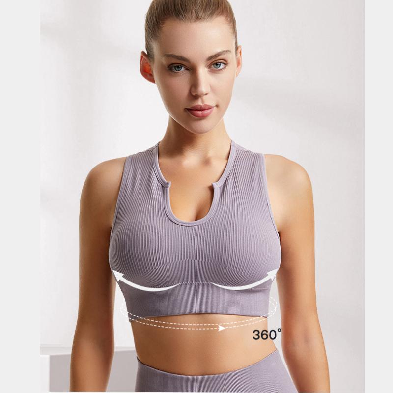 Sportbehåar för kvinnor Ärmlösa Utan Bygel Stötdämpande Andningsbara Lätta Elasticitet Linne för Yoga Fitness Kroppsbyggnad Dans Löpning