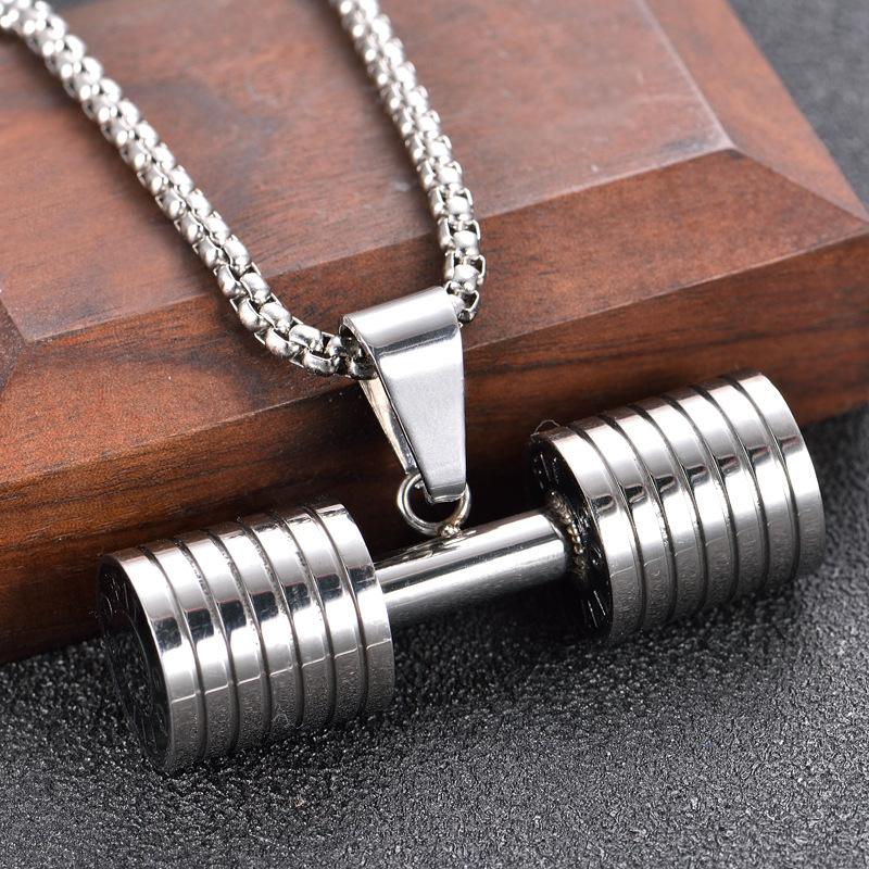 Fitness Dumbbell Necklace Pendant Fashion Sports Necklace Jewelry