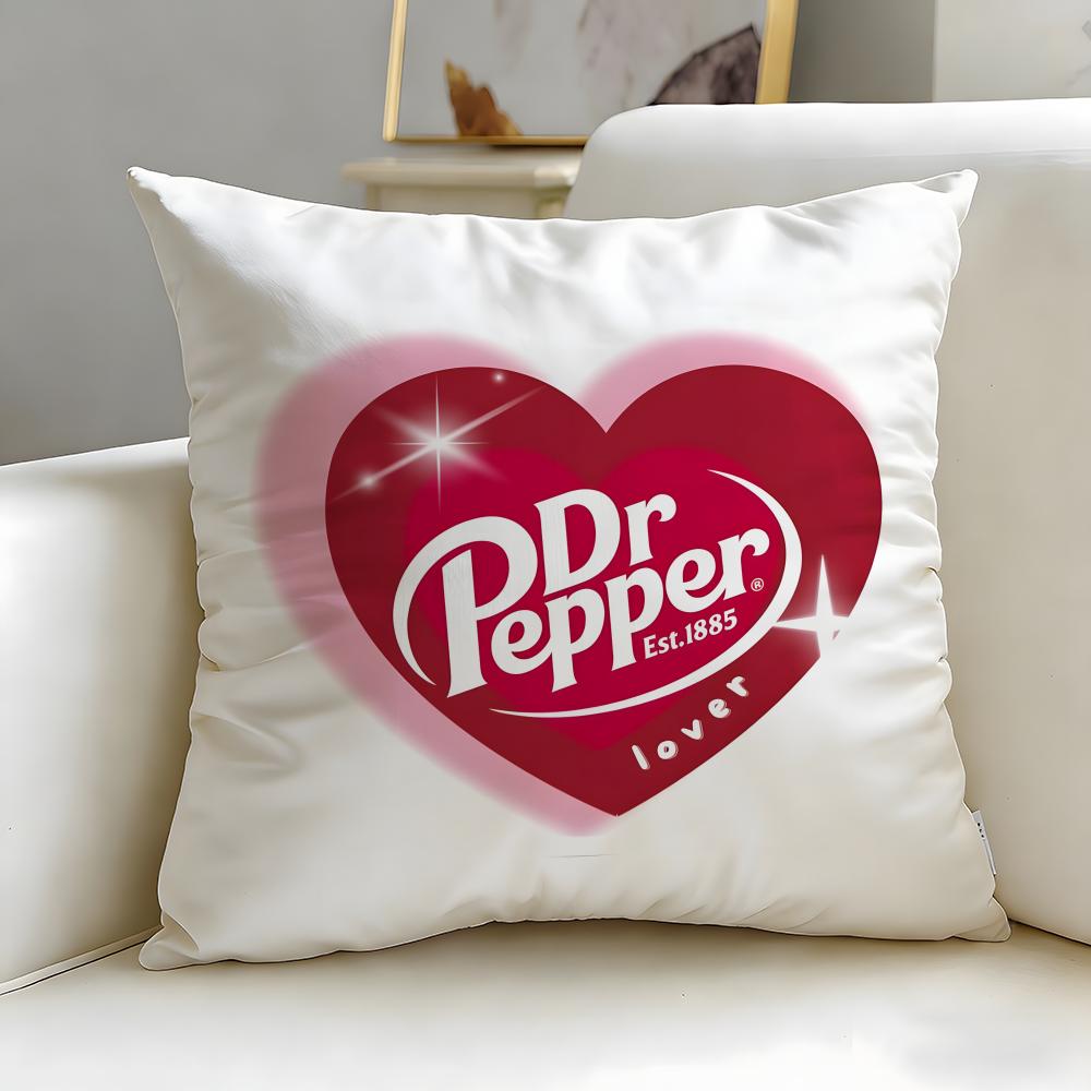 Classic Beverage Brand Dr Pepper Cushion Cover Soft & Easy-Wash Pillow Case – Versatile for Couch, Bed, Travel and Office