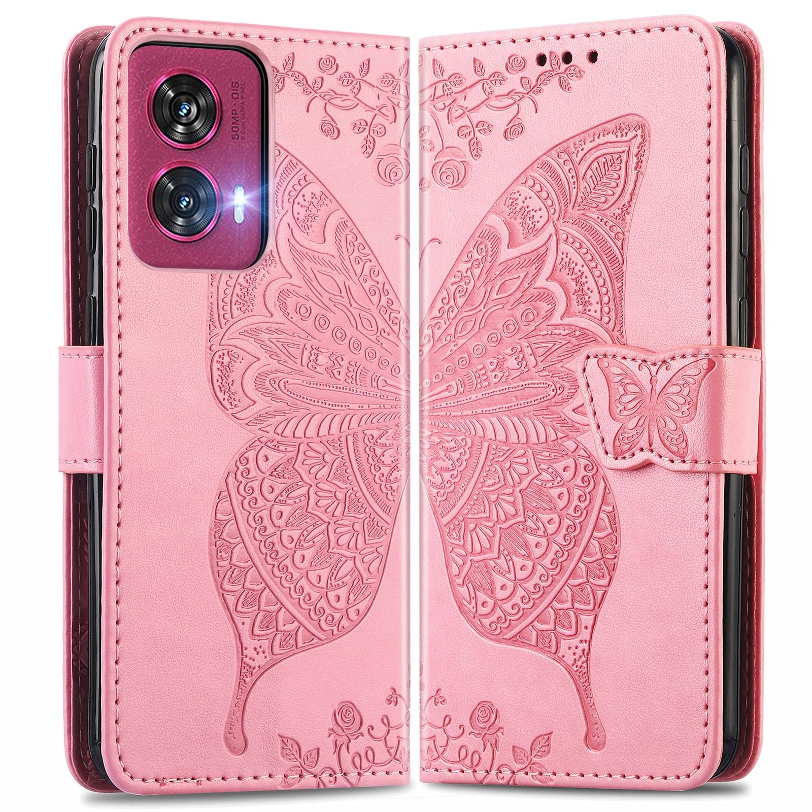 

For Motorola Edge 50 Fusion 5G Case Wallet PU Leather Butterfly Phone Cover B