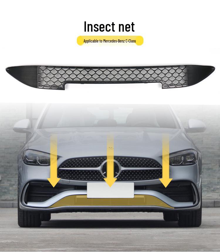 Mercedes C-Class Insect-Resistant Mesh Grille Cover - Aluminum Trim