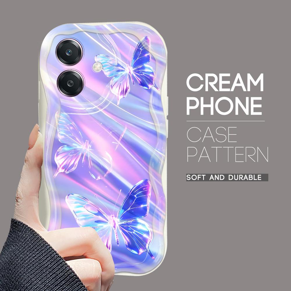 For OPPO A38 A18 A60 A58 A57s A96 Reno12 13 Realme C31 C30 Vivo V30 Y27s Y28 Y36 Y76 Wavy Edge Colorful Butterfly Soft Silicone Phone Case
