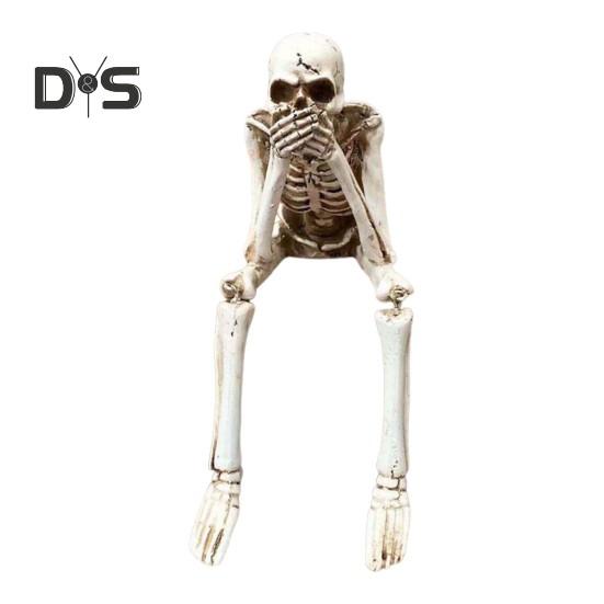 

Украшения в виде скелета на Хэллоуин, сидящие фигурки черепов из смолы, подвижные суставы, статуэтки из костей скелета, реалистичное украшение для дома, книжной полки, стола C