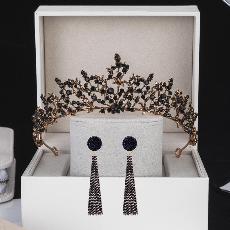 Black Retro Crown Headdress 18th Birthday Adult Ceremony Bride Photo Crown Photo Props