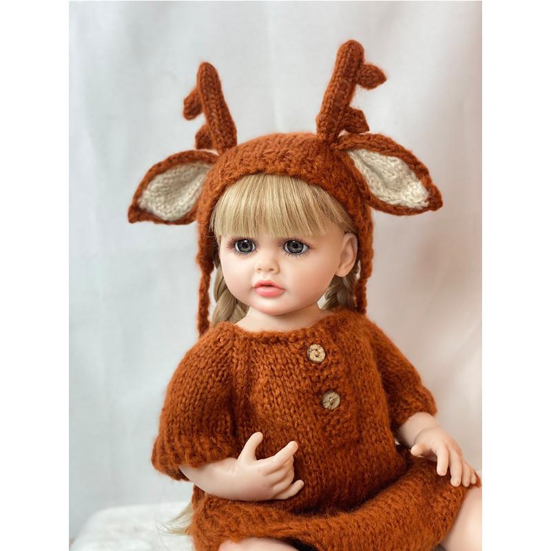 Lifelike 55 cm Silicone Full Body Reborn Baby Girl Dolls Antler Bebe Doll Newborn Toddler Children Birthday Gift Bath Accompany Toy