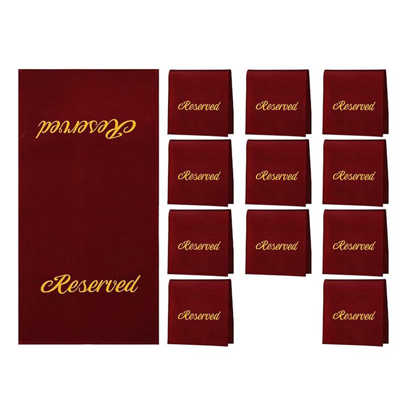 12 штук табличек «Зарезервировано» со словами для ресторана, свадьбы, совещания, для свадеб, вечеринок, торжеств, винно-красные