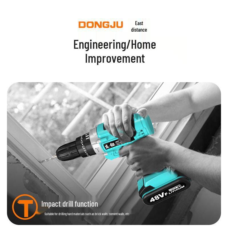 German Dual-Speed Lithium Battery Drill: Industrial-Grade, Electric Screwdriver, Hand Drill, Impact Drill for Household Use.