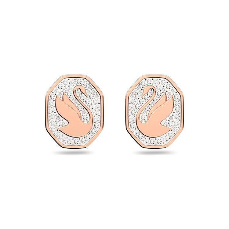 Swarovski Signum Swan Rose Gold Plated Crystal Stud Earrings Unisex earrings 5621105 Box+Shopping Bag (Random Color)