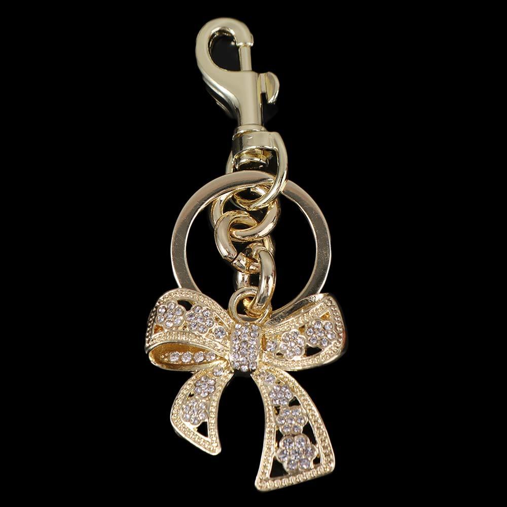 Zinc Zinc Alloy Rhinestone Bowknot Keychains Backpack Hanging Bow Car Keyrings  Female Lady Girl