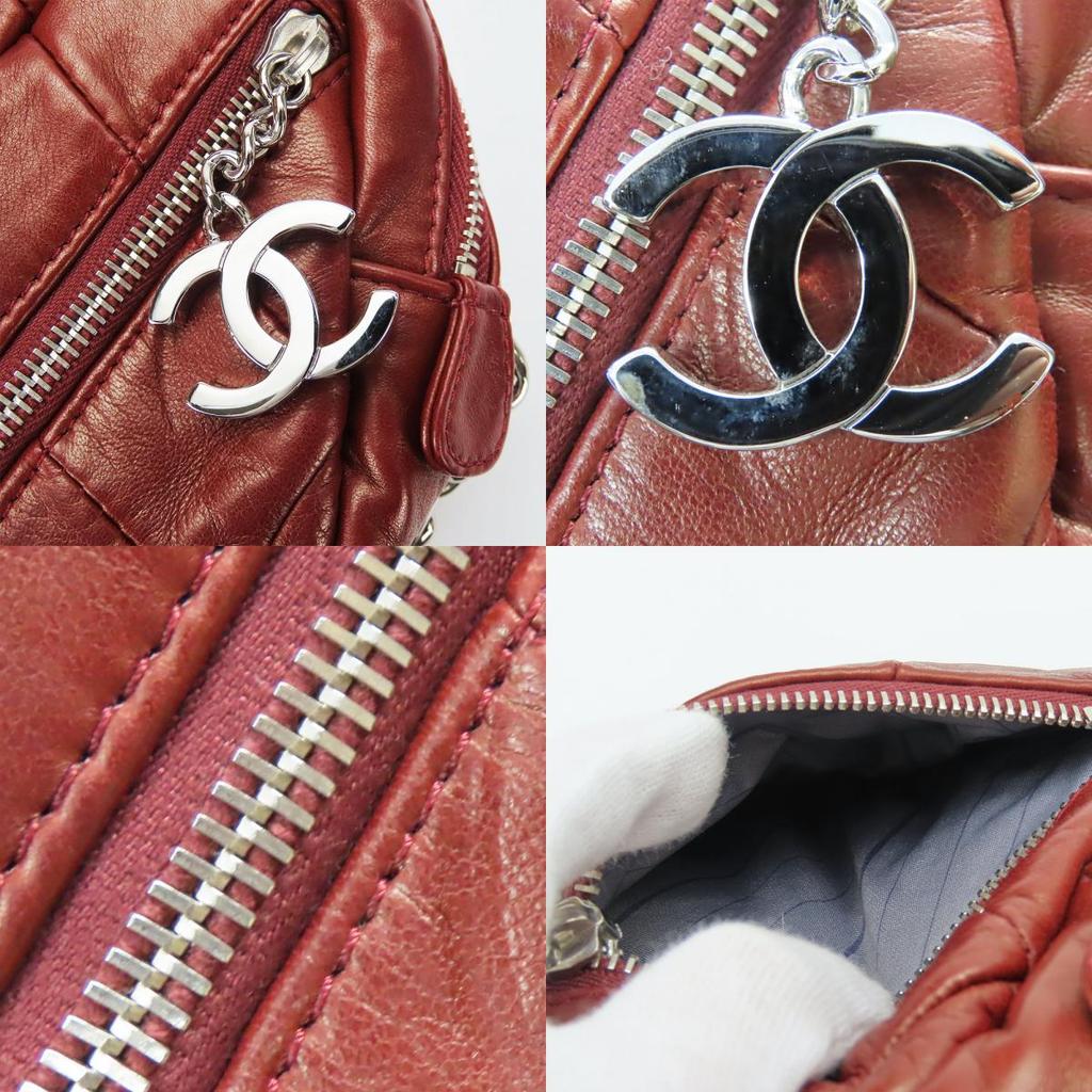Used CHANEL Shoulder Bag Quilting COCO Mark Lambskin Bordeaux Chain Handbag