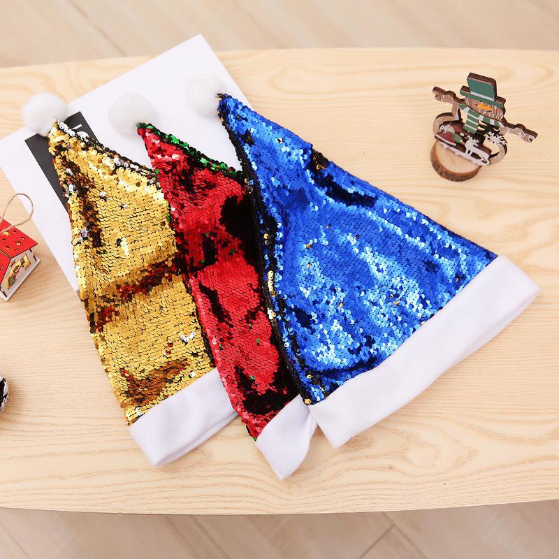 Double-Sided Flip Sequin Antler Christmas Hat - Colorful Sequin Design for Adults