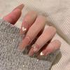 24Pcs Pink Silver Glitter Diamond Fake Nails Long Ballerina Press On Nails Reusable False Nail Tips Set