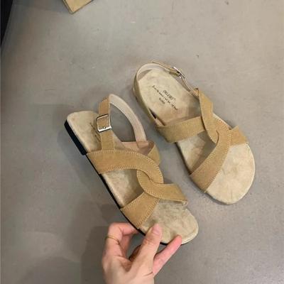 Fashion 2024 New Fashion Solid Color Versatile Women's Shoes Open Toe Summer Buckle Design Casual Women's Shoes Sandalias De Mujer
