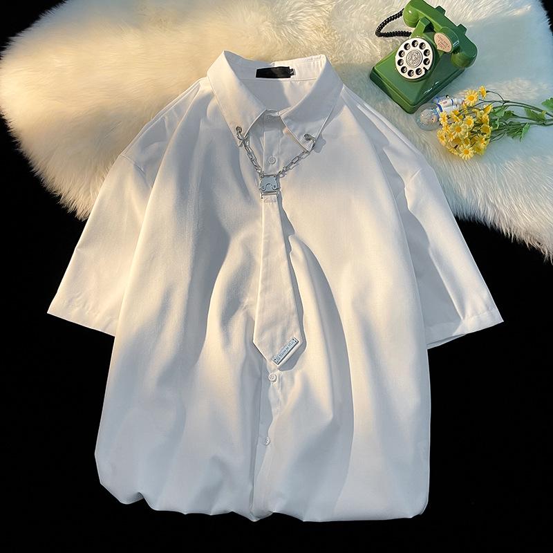 

Мужская летняя рубашка с коротким рукавом Лиги плюща с галстуком – Стильный повседневный дизайн высокого класса M