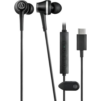 Audio-Technica ATH-CKD7NC BK Wired Earphones, Type-C, Noise Cancelling, with Microphone and Remote Control, No Latency, High-Quality Sound, Built-in D