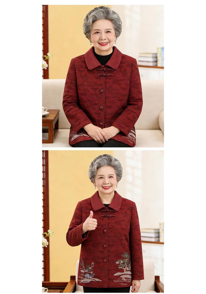 Mom's New Style Windbreaker: Spring/Autumn Dark Buckle, Middle-Aged & Elderly Women's Chinese-Inspired Jacket