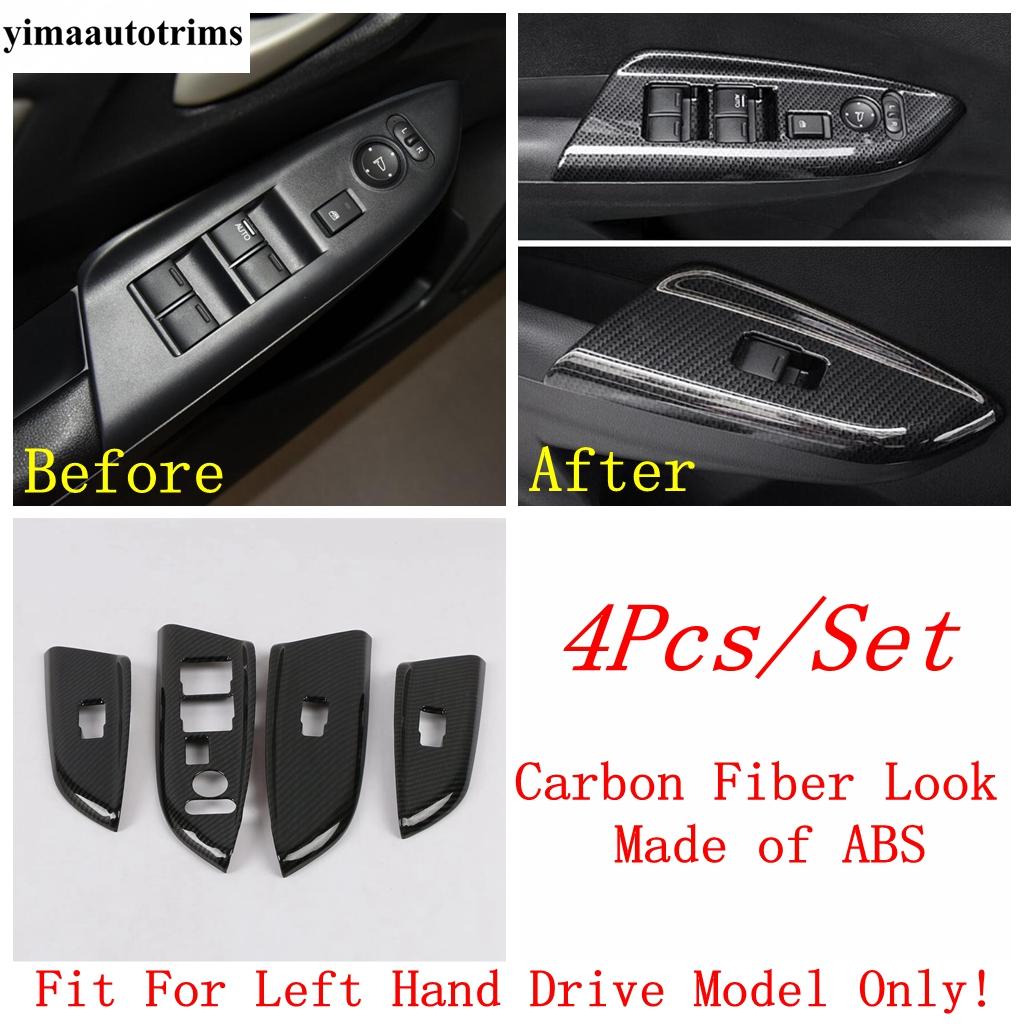 Carbon Fiber Dashboard Frame / Door Speaker / Gear Shift Panel / Window Lift Cover Trim Accessories For Honda FIT JAZZ 2014-