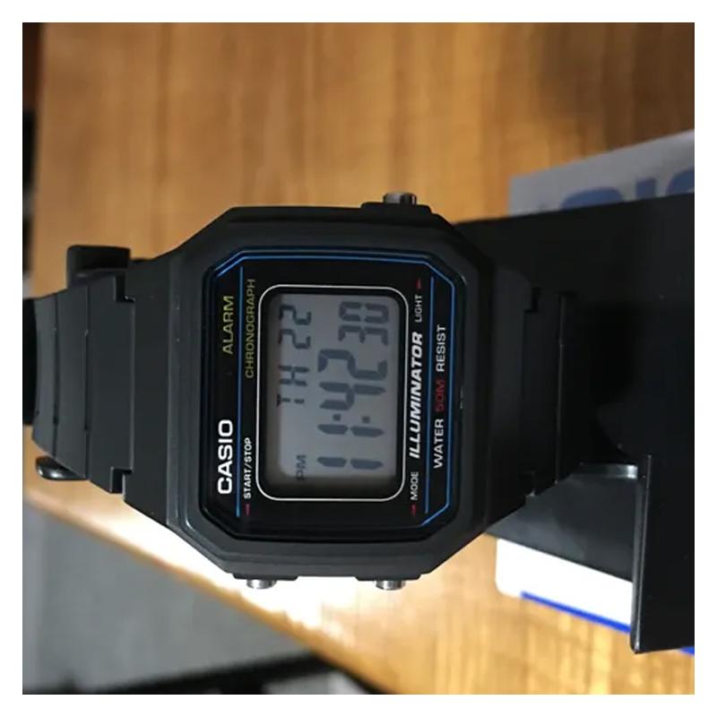Casio YOUTH series - silicone small squares, fashionable and simple retro small squares, LCD display, sports waterproof, quartz movement, W-217H-1AVDF
