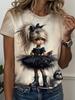 3D Printed Little Girl Graphics T-Shirt for Women Short Sleeves Summer Casual Streetwear O-Neck Tops Oversized Women Clothing