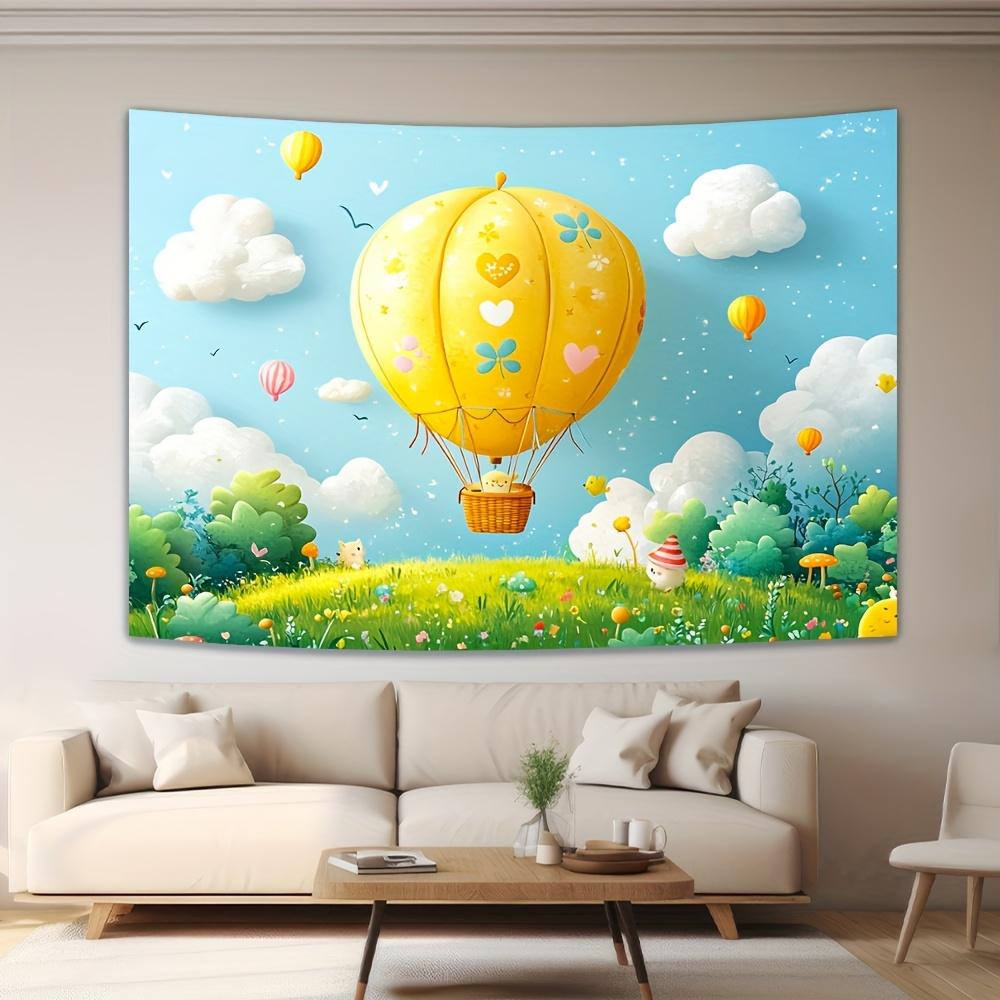 Dreamy Hot Air Balloon Pattern Digital Printing Polyester Wall Hanging Tapestry Decorative Living Room Bedrooms Background Gift
