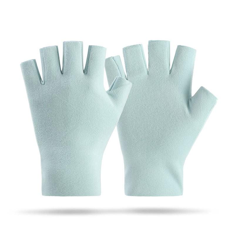 Warm Fleece Half-Finger Gloves Women Winter Typing Writing Student Office Use Soft Stretchy Thin