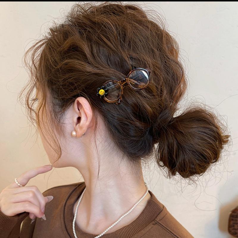 2025 Adorable Smiley Face Glasses Hair Clip for Girls - Cute, Sweet Duckbill Clip Hairpin Accessory No Specification