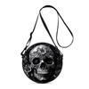 Schädelprint Runde Schultertasche Lässige Umhängetasche für Damen Beste Geschenke 2D Flache Lässige Tägliche Crossbody-Tasche