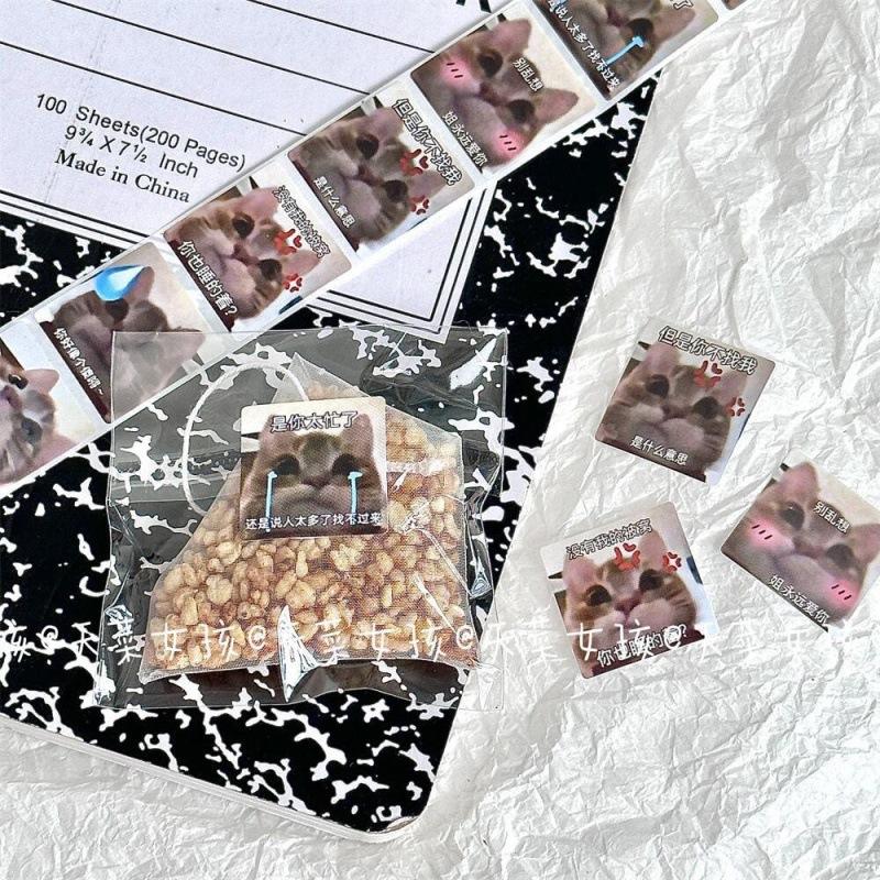 Crooked Mouth Kitten Roll Sticker Decorativ Ledger Sticker Bandă Copii Autocolant Sigiliu