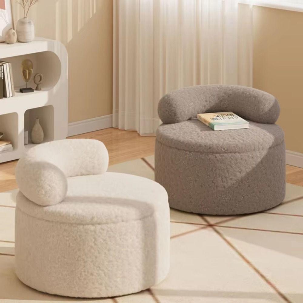 Lamb Wool Shoe Changing Sofa Swivel Wheel Swivel Wheel Stool Swivel Wheel Seating  for Home Use