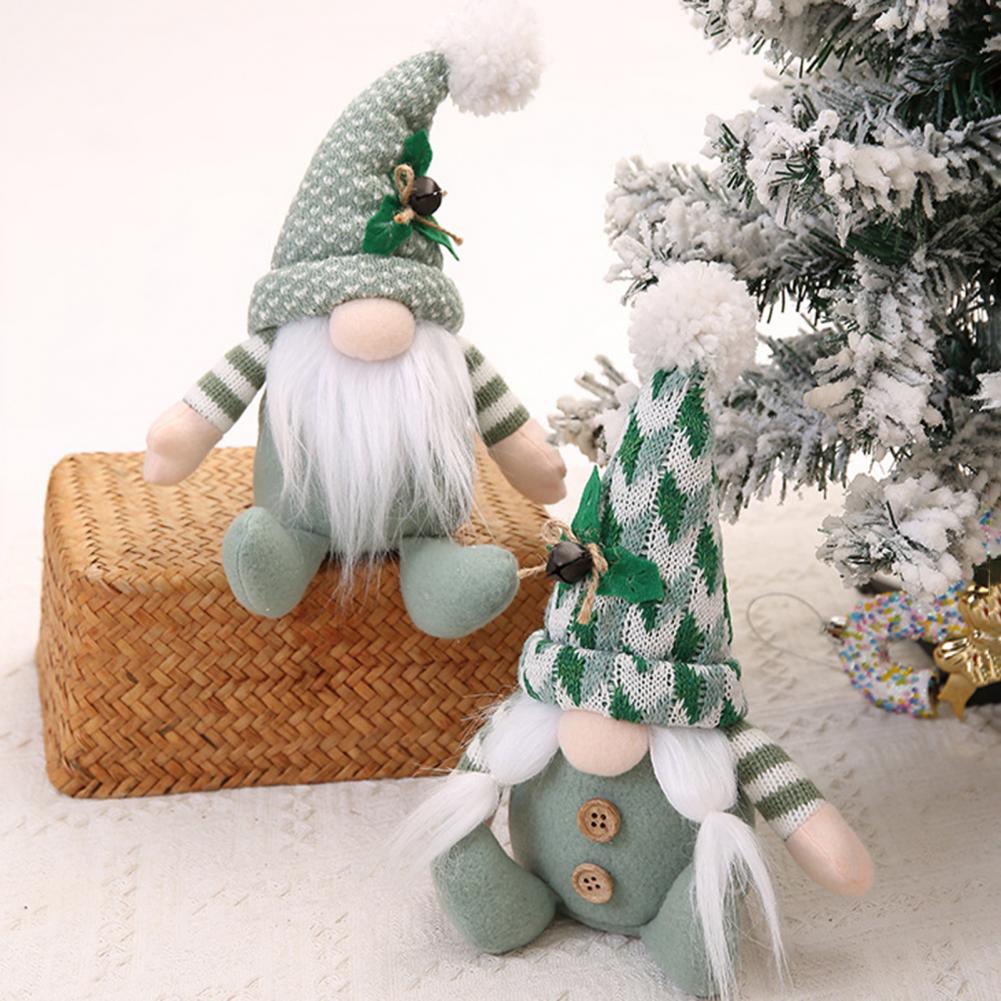 Holiday Gnome Ornament Rustic Christmas Gnome Accent Handmade Plush Christmas Gnome Doll Decorations Green Swedish for Home