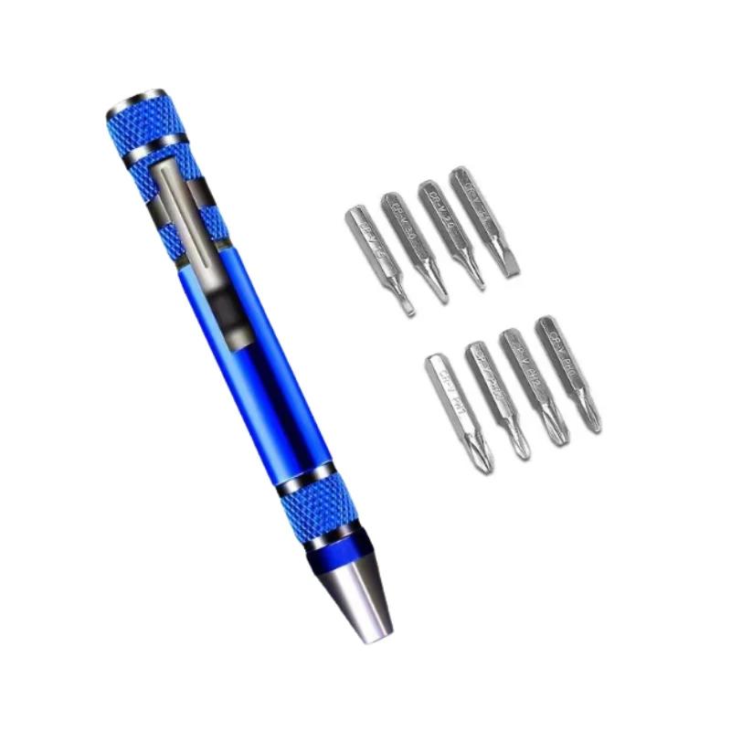 Portable 8 In 1 Aluminum Alloy Screwdriver Pen - Changeable Magnetic Bits For Easy Repairs & Disassembly Repair Tools