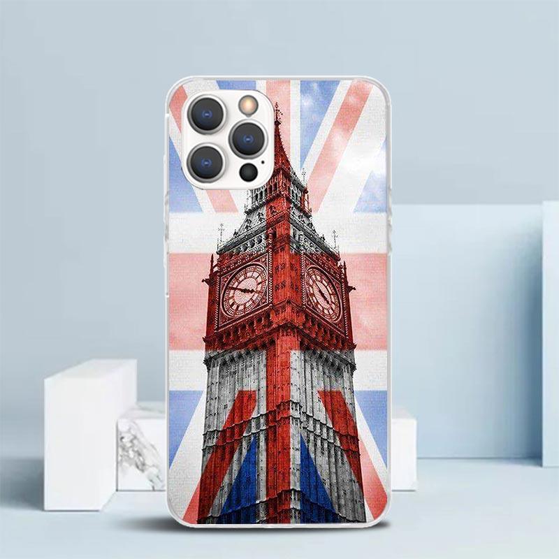 Union Jack England UK Flag Soft Cover for iPhone 16 17 Air 15 14 Pro Max 16E Phone Case 13 Mini 12 11 7 SE 8 Print Pattern Fit C