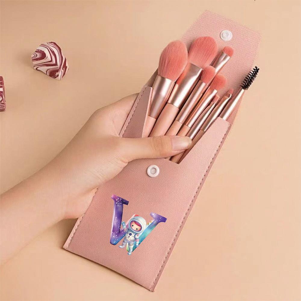 Premium Makeup Brushes Kit 8 Pieces Portable Blush Concealer Eyeshadow Brushes Synthetic Bristles Astronaut Letter Pattern