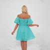Summer Women's Fashion Solid Short Sleeve Pleated Short Sleeve Mini-Length Dress