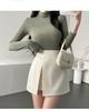 Korean Dongdaemun Women's Slim-Fit Cashmere High Neck Long Sleeve T-Shirt - Soft, Smooth, and Figure-Flattering
