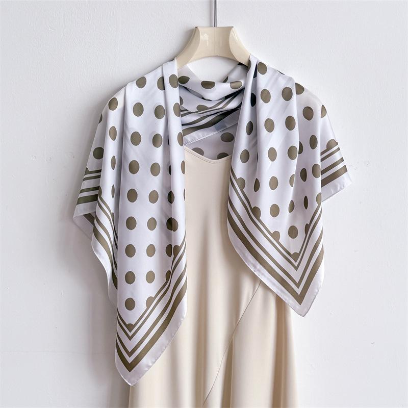 French polka dot simulation silk high-end large square scarf silk scarf printed shawl decorative scarf sunscreen scarf headscarf scarf
