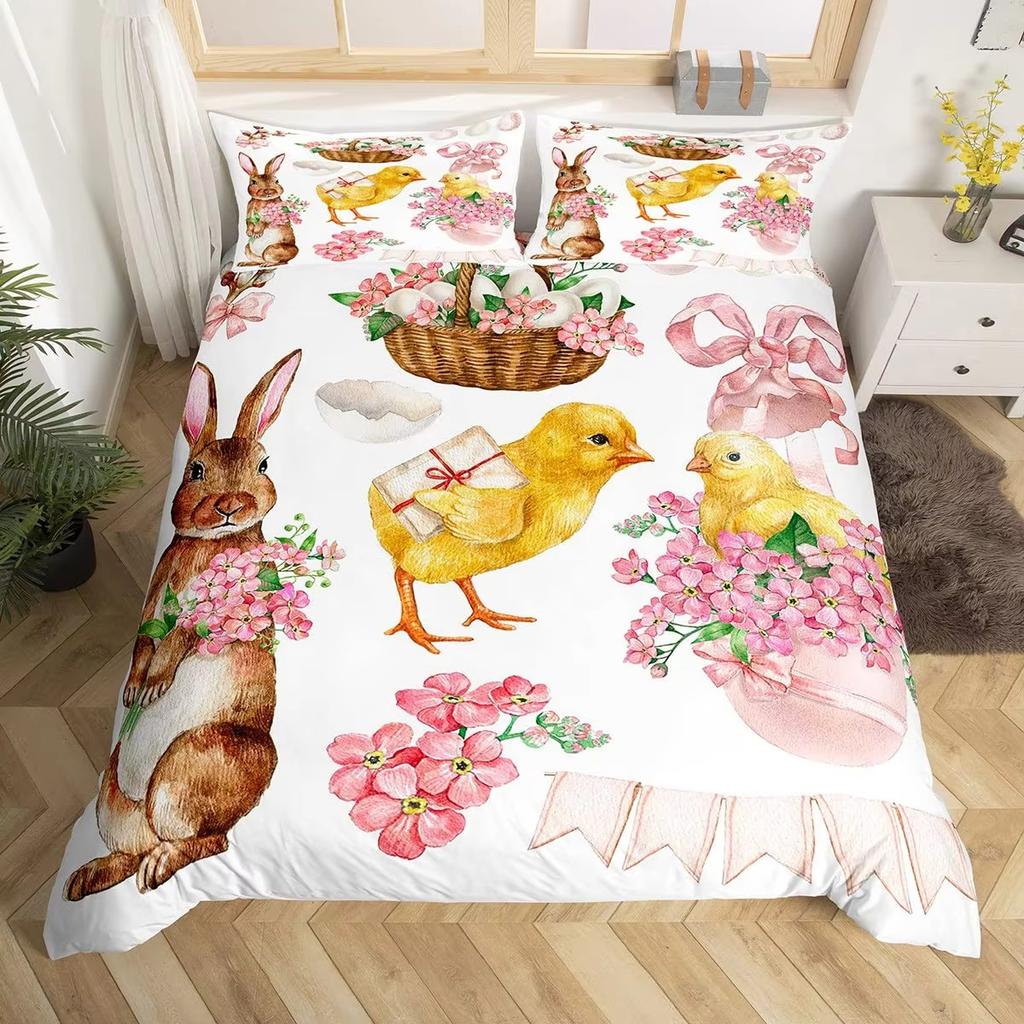 Colorful Easter Egg Down Comforter Set Bedding Set 3-piece Duvet Cover Set